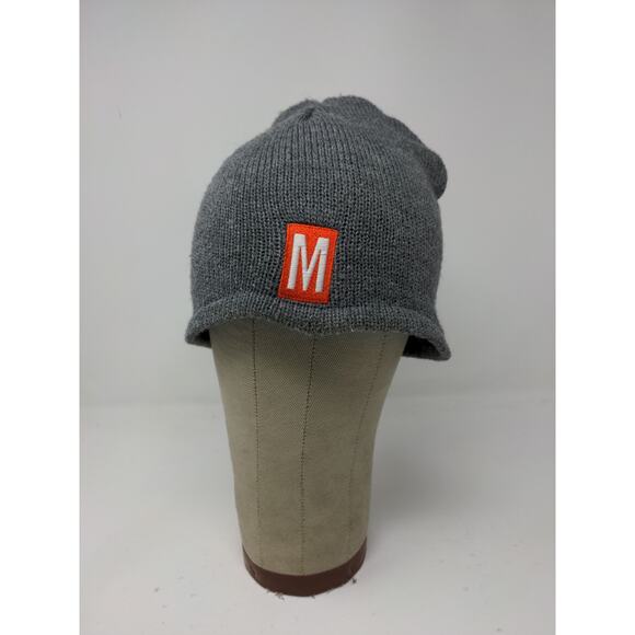 Port & Company Lined Beanie Hat Embroidered M Logo Gray 100% Acrylic - Picture 2 of 11